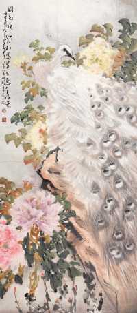 赵少昂 1981年作 孔雀牡丹图 立轴